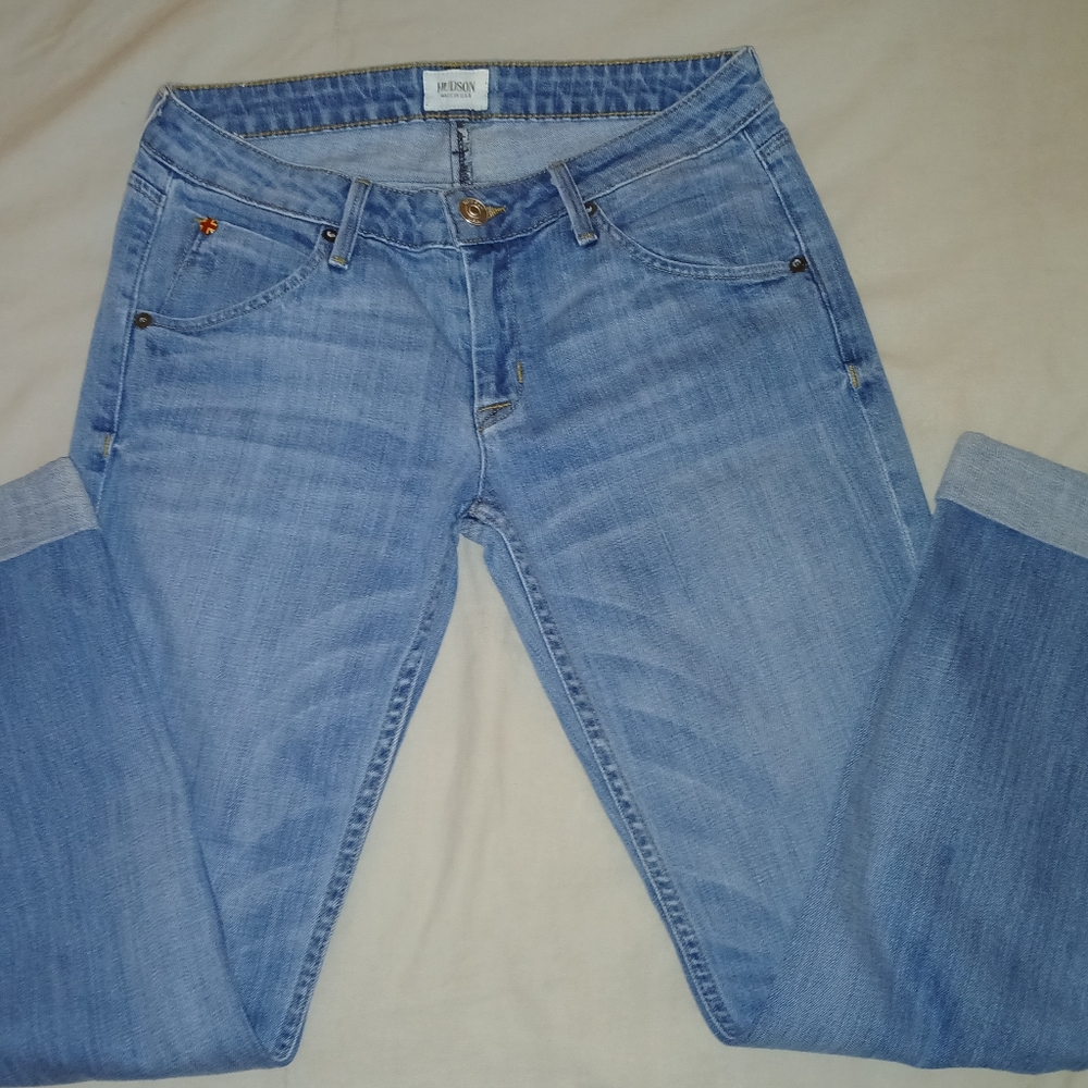 Hudson Jeans Classic Blue Straight Cuffed Leg Denim
